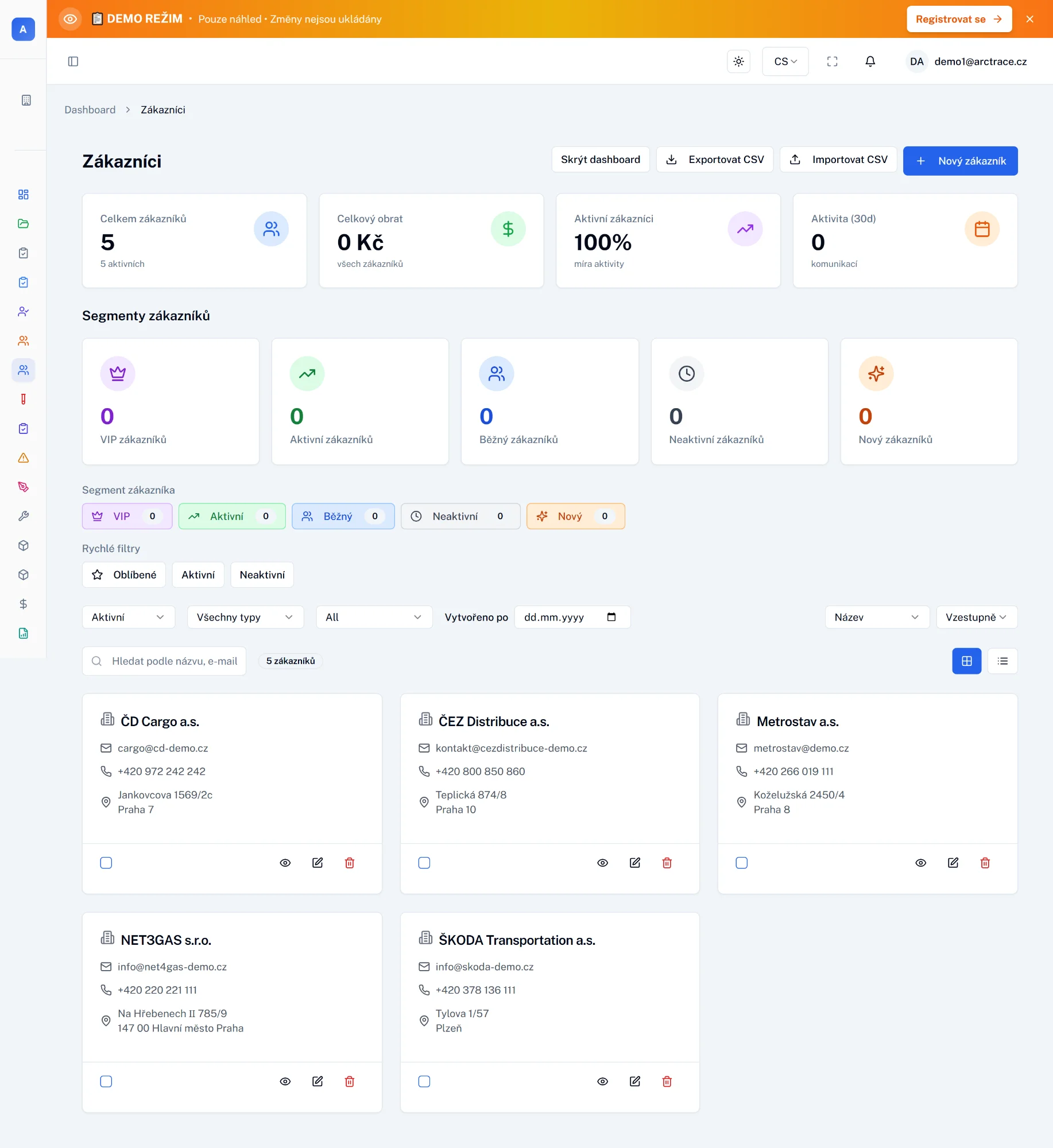 ArcTrace Zákazníci