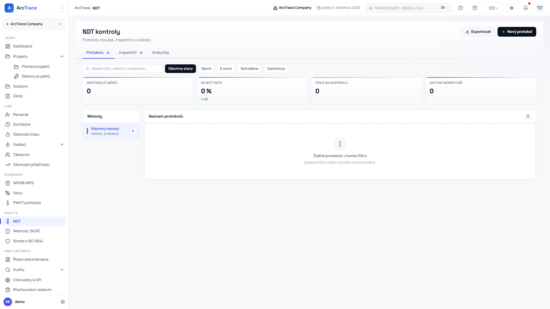 ArcTrace – modul NDT pro evidenci nedestruktivních zkoušek
