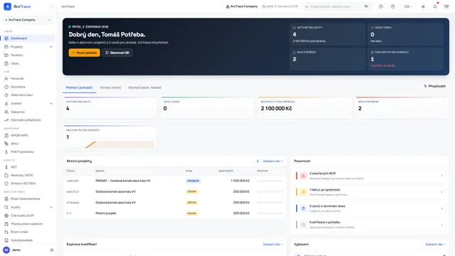 ArcTrace – Dashboard