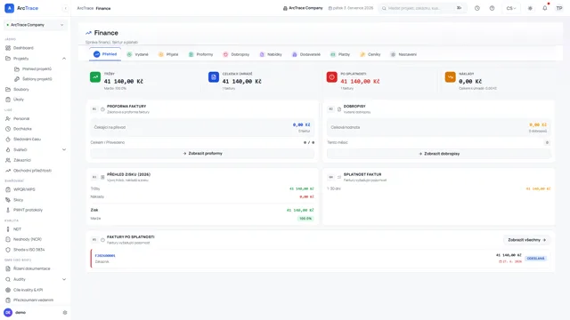ArcTrace – Finance — přehled