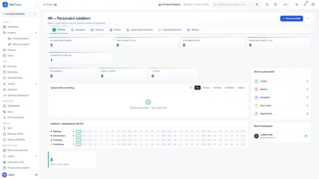 ArcTrace – HR — přehled