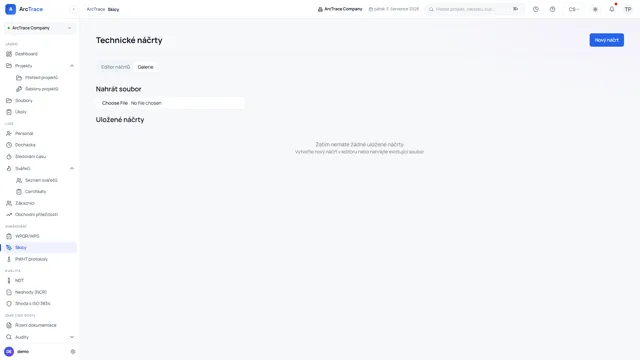 ArcTrace – Technické náčrty